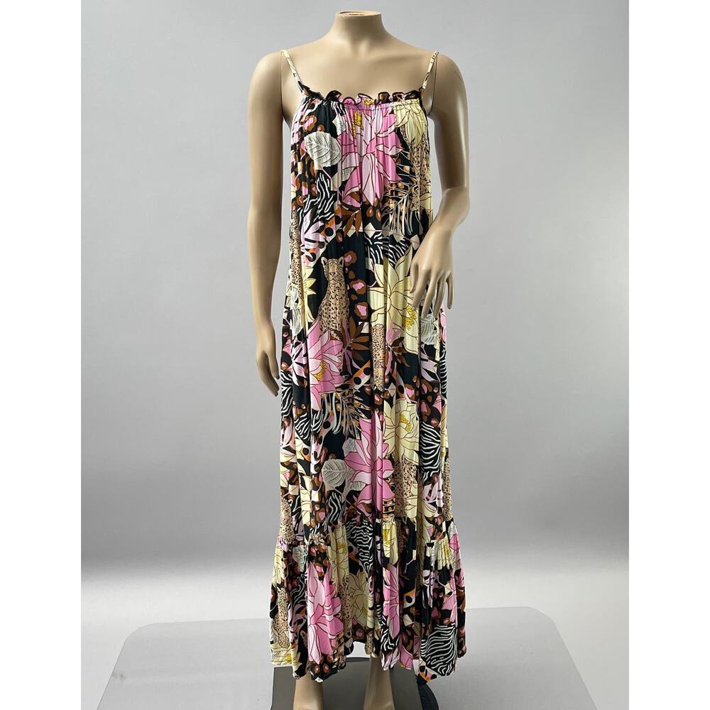 Peter Alexander Nightgown Women XS Long Maxi Slip Animal Print Colorful Floral